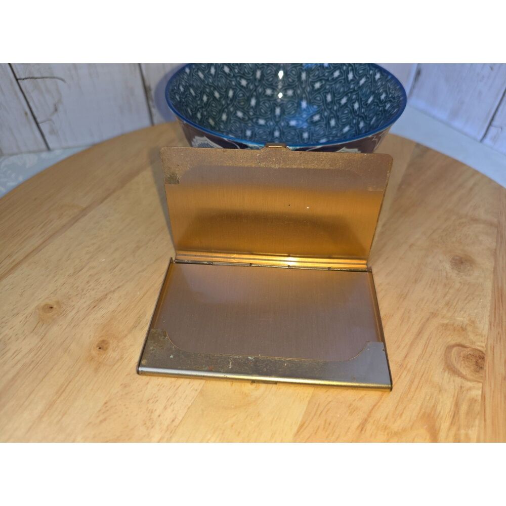 Vintage solid brass business card holder case